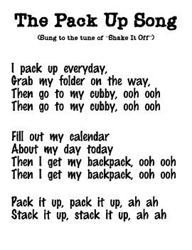 The Pack Up Song by Lindsey Irwin | Teachers Pay Teachers