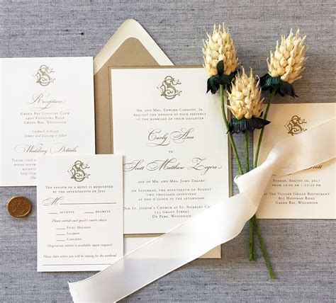 Sample Victorian Monogram wedding invitations, in gold by cardinalandst… | Monogram wedding ...