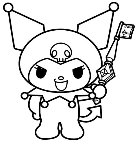 Kuromi Sitting Coloring Page - Free Printable Coloring Pages for Kids