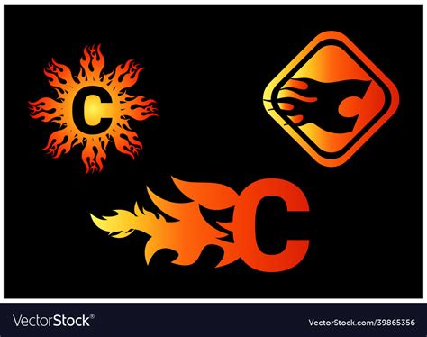 Fire c letter logo and icon design template Vector Image