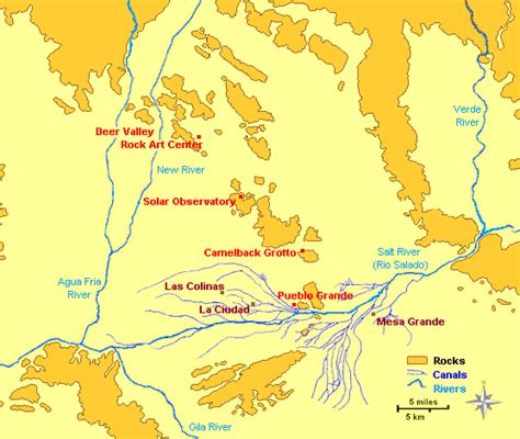 The Prehistoric Hohokam Salt River Canal System in Phoenix, Arizona.