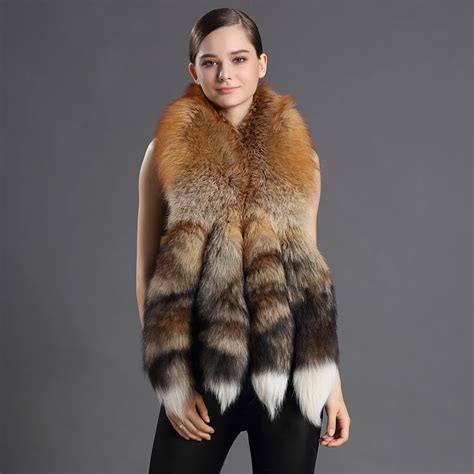 100% Real Fur Scarves With Big Fox Tail Women Natural Fur Shawl Elegant Trendy Luxury Design New ...