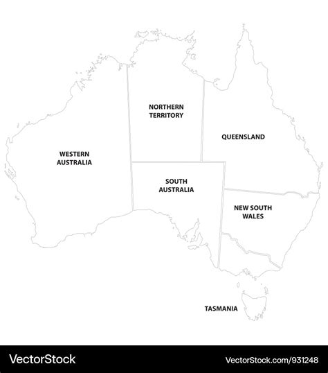 Outline map of the states of Australia Royalty Free Vector