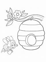 Simple Beehive And Bees Coloring Page  Free Printable Pages sketch template