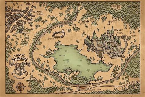 a map of hogwart's castle from the harry potter book, showing its location