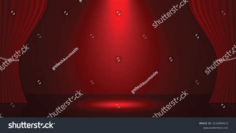 3d Realistic Scene Red Curtain Spotlight Stock Vector (Royalty Free ...