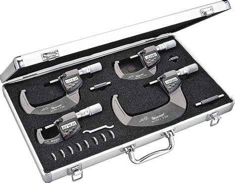 STARRETT, 0 in to 4 in Range, +/-0.0001 in Accuracy, Digital Outside Micrometer Set - 53VD23 ...