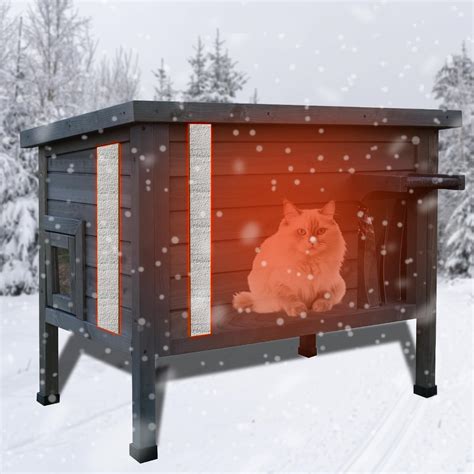 Outdoor Insulated Cat House Feral Cat Enclosure Cat Shelter Weatherproof for Winter with All ...