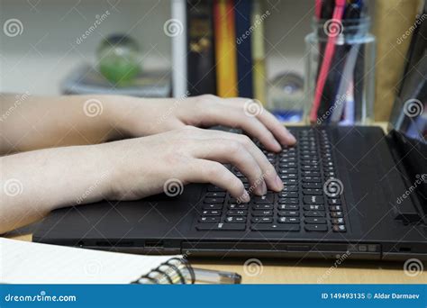 Hands on Black Keyboard, Close Up Stock Image - Image of busy, network: 149493135