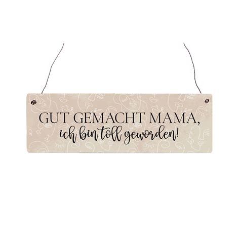 Interluxe Holzschild - Gut gemacht Mama - Geschenk für Mütter, Lustig