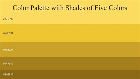 Color Palette With Five Shade Goldenrod Golden Dream Hokey Pokey Reef Gold Hawaiian Tan PPT ...