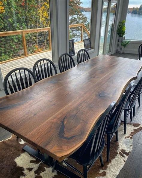 Black Walnut Table, Live Edge Dining Table, Dining Table, Kitchen Dining Table, Walnut Slab ...