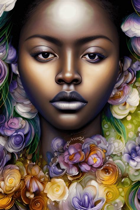 Graphic of a Dark Skin Woman with Bright White Eyes · Creative Fabrica