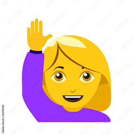 Raising hand woman emoji Stock Vector | Adobe Stock