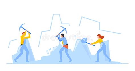 Business Characters Breaking Ice Lumps, Icebreaker Group of People ...