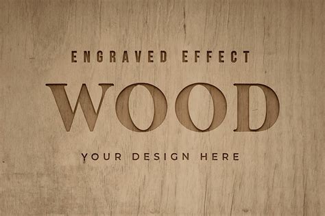 Engraved Wood Text Mockups | Mockups ~ Creative Market