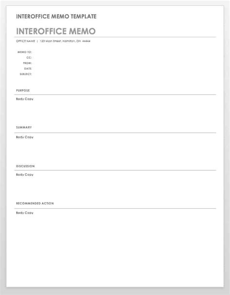 Printable Office Memo Template