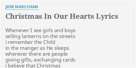 "CHRISTMAS IN OUR HEARTS" LYRICS by JOSE MARI CHAN: Whenever I see girls...