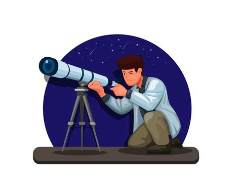 Astronomer Scientist using telescope concept illustration in cartoon vector 4595910 Vector Art ...