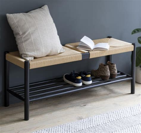 Oak Hallway Bench in Black | The Blue Door