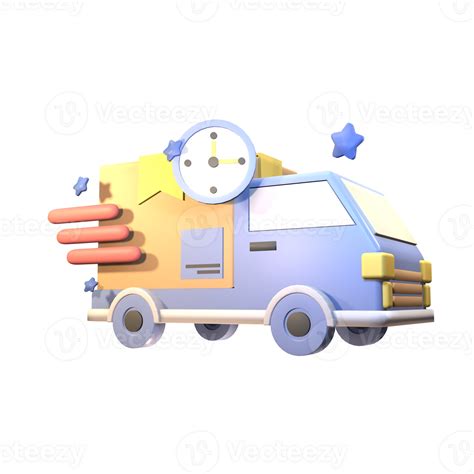 3D delivery truck icon rendered isolated on the transparent background ...