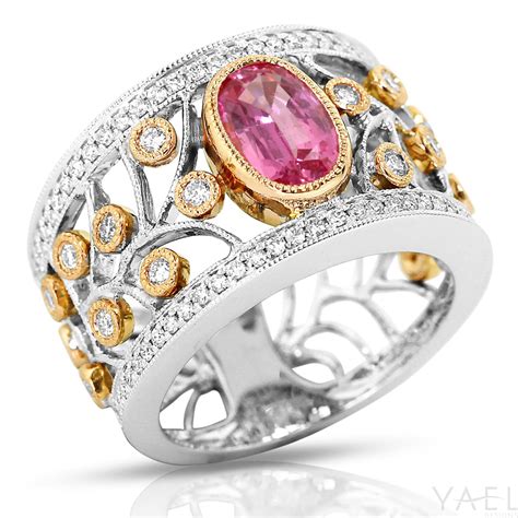 Oval Pink Sapphire And Diamond Cigar Band | YAEL Designs