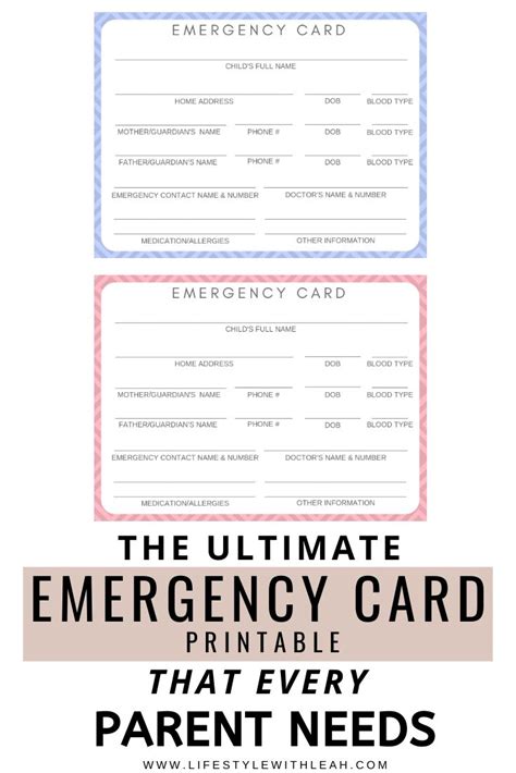 The Ultimate Emergency Card Printable That Every Parent Needs | Kids ...