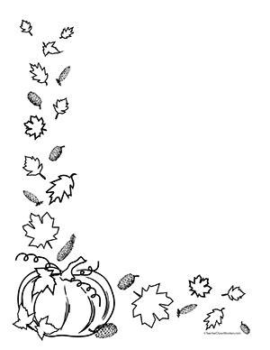 Leaves and Pumpkins- Portrait- Blank - Teacher Clipart Borders