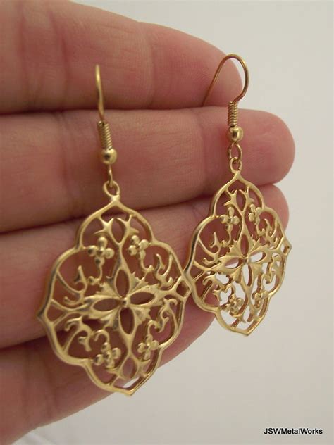 Gold Floral Filigree Earrings Gold Filigree Jewelry Gift for - Etsy