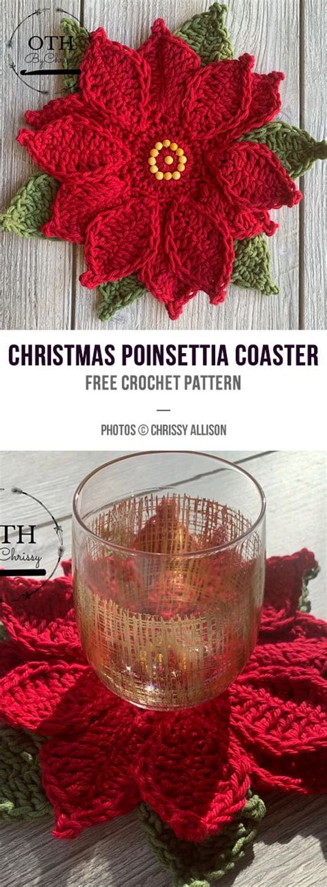 Christmas Poinsettia Coaster Crochet | Flower crafts, Christmas crochet ...