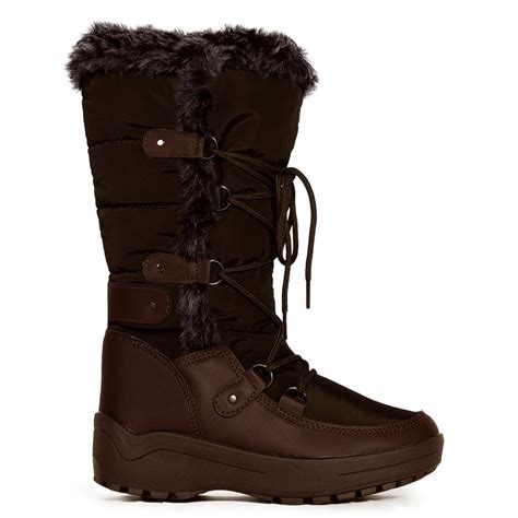 Waterproof Warm Fur Lined Cold Weather Snow Rain Boots BROWN – Room Of ...