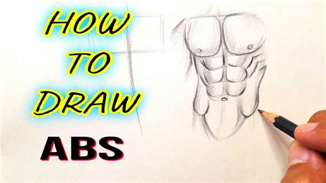 How to draw Abs step by step | Drawing Abdominal Muscles for beginners | Anatomy Drawing ...