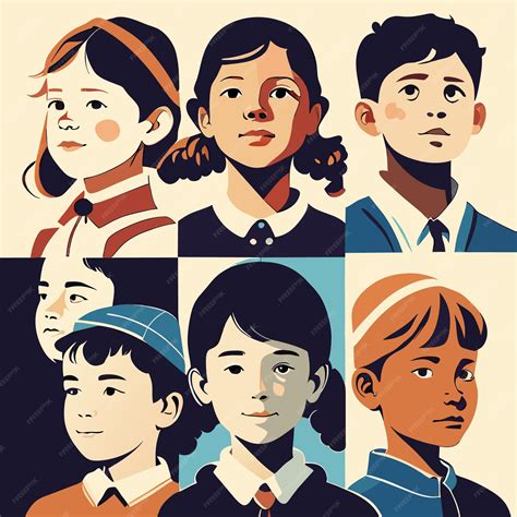 Premium Vector | Multicultural kids in flat style vector illustration digital art collection