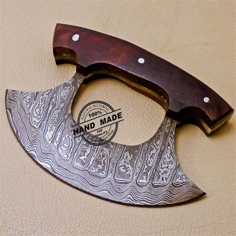 Damascus ULU Kitchen Knife Custom Handmade Kitchen Knife | Ulu knife ...