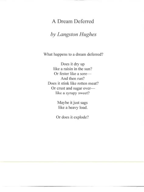 A Dream Deferred Poem | PDF