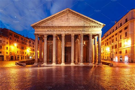 The pantheon at night rome italy stock photo containing pantheon and ...