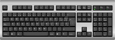 Spanish Qwerty SP Layout Keyboard. Silver Black Stock Vector ...