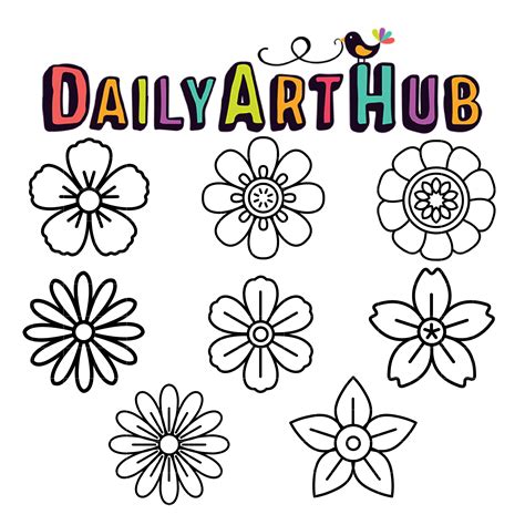 Outline Flower Petals Clip Art Set – Daily Art Hub – Free Clip Art Everyday