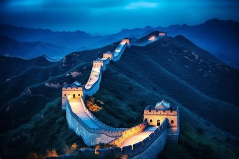 Premium AI Image | The great wall of china at night