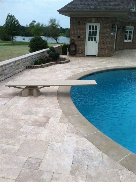 Image result for travertine paving and edging | Pool patio pavers, Travertine pool decking ...