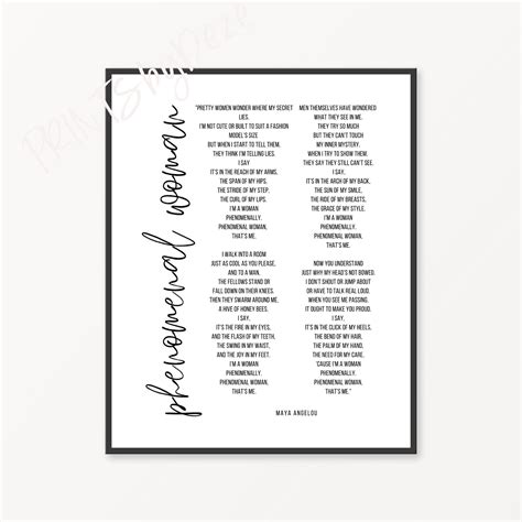 Phenomenal Woman Poem Maya Angelou Print Mother's Day - Etsy Canada