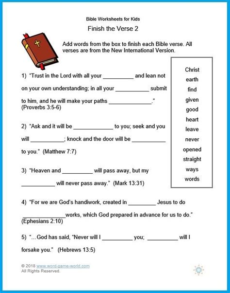 Free Printable Kjv Bible Worksheets – AlphabetWorksheetsFree.com