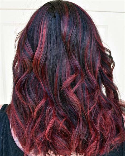 23 Ways to Rock Black Hair with Red Highlights - StayGlam