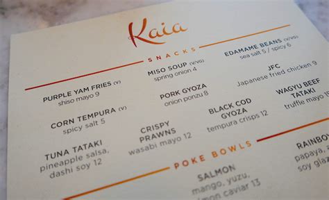 Kaia Restaurant Asian Pacific Dining At The Ned | Japanese fried chicken, Spicy salt, Sushi menu