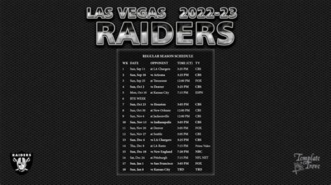 2022-2023 Las Vegas Raiders Wallpaper Schedule