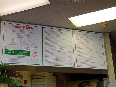 Menu at Luca's Pizza pizzeria, Springfield