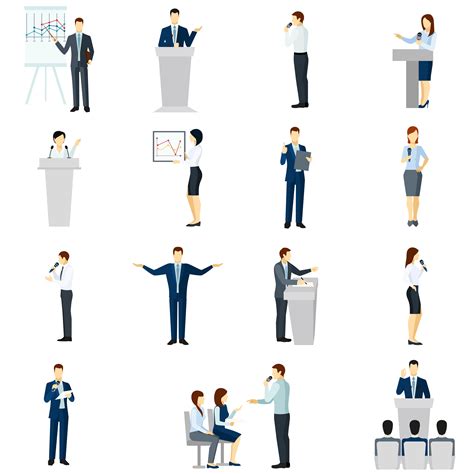 Public speaking people flat icons set 468810 Vector Art at Vecteezy