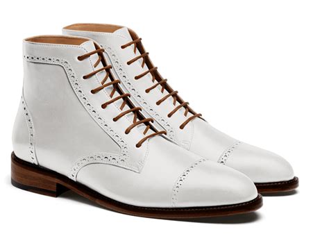 Brogue Dress Boots in white leather