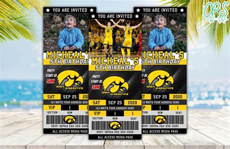 Iowa Hawkeyes Basketball Ticket Birthday Editable Templates Instant ...