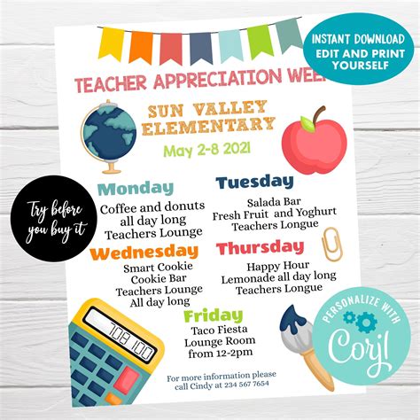 Editable Teacher Appreciation Week Flyer, Instant Download ...